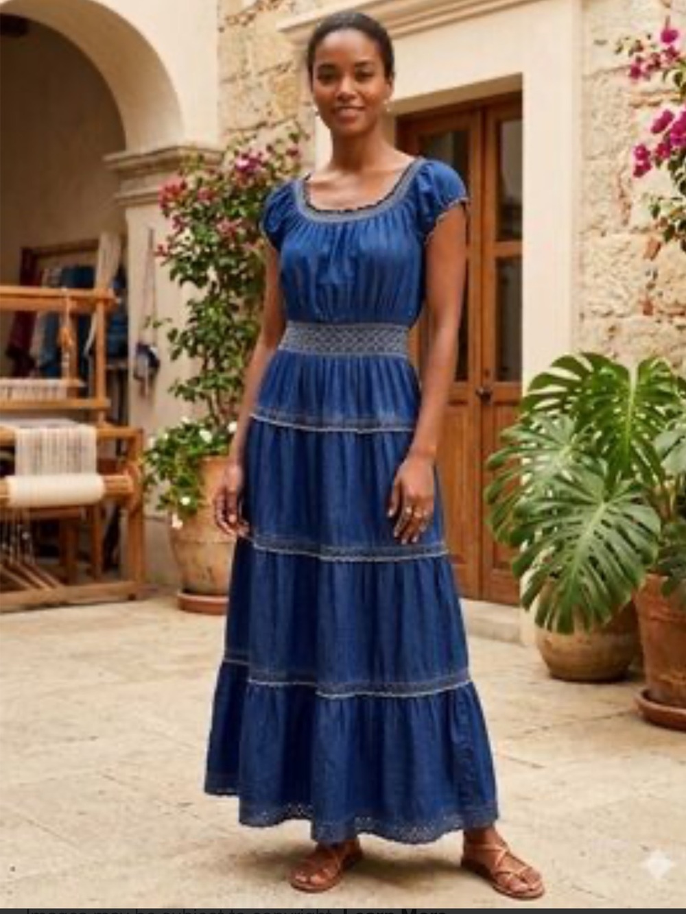 Lapis Boho 3 tiered Maxi Dress Smocked Waist Embroidered 2X
Boho Gypsy Festival
